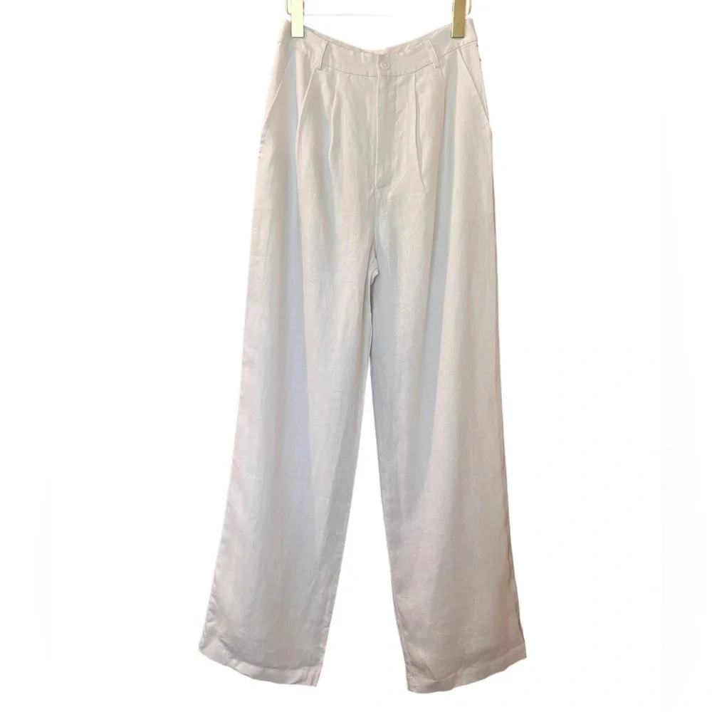 Reformation Pants Vesta White Linen Wide Leg Trousers Sz 0‎